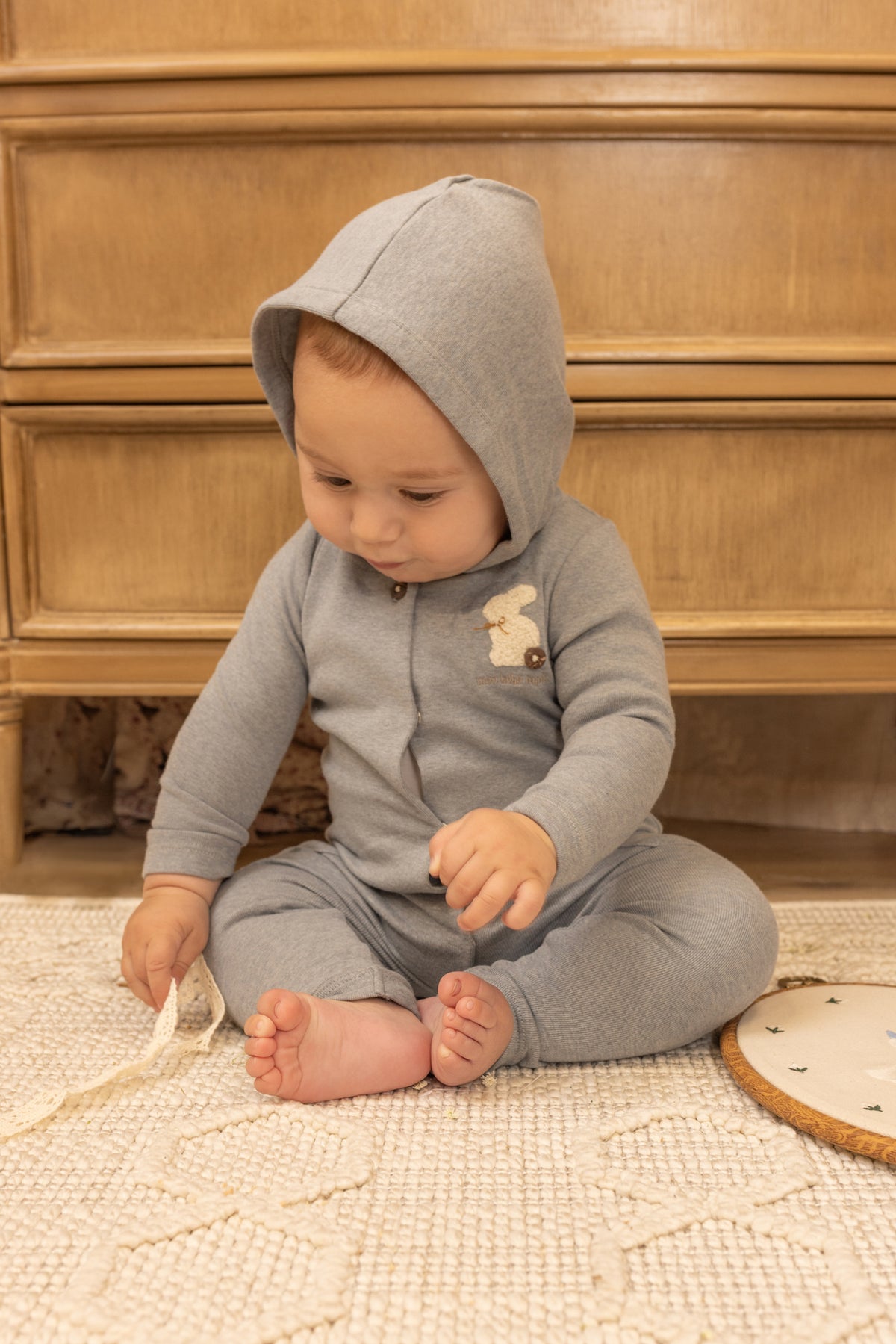 Fuzzy Bunny Hooded Romper - Deep Mauve