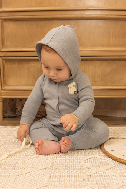 Fuzzy Bunny Hooded Romper - Deep Mauve