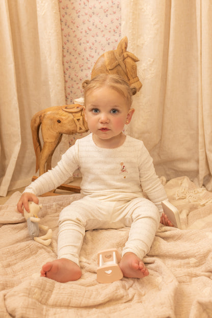 Goose on Script Footie - Linen Girls