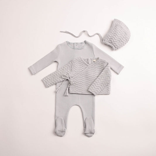 Heringbone Cardigan Footie - Fortress
