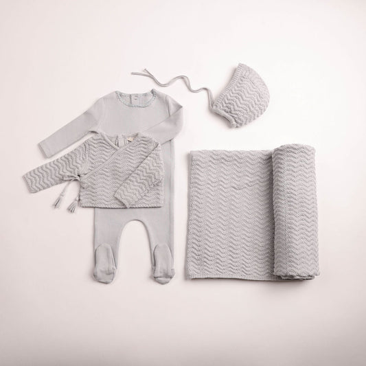 Heringbone Cardigan Layette - Fortress