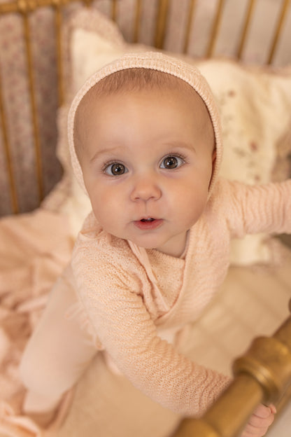 Heringbone Cardigan Layette - Pearly Pink