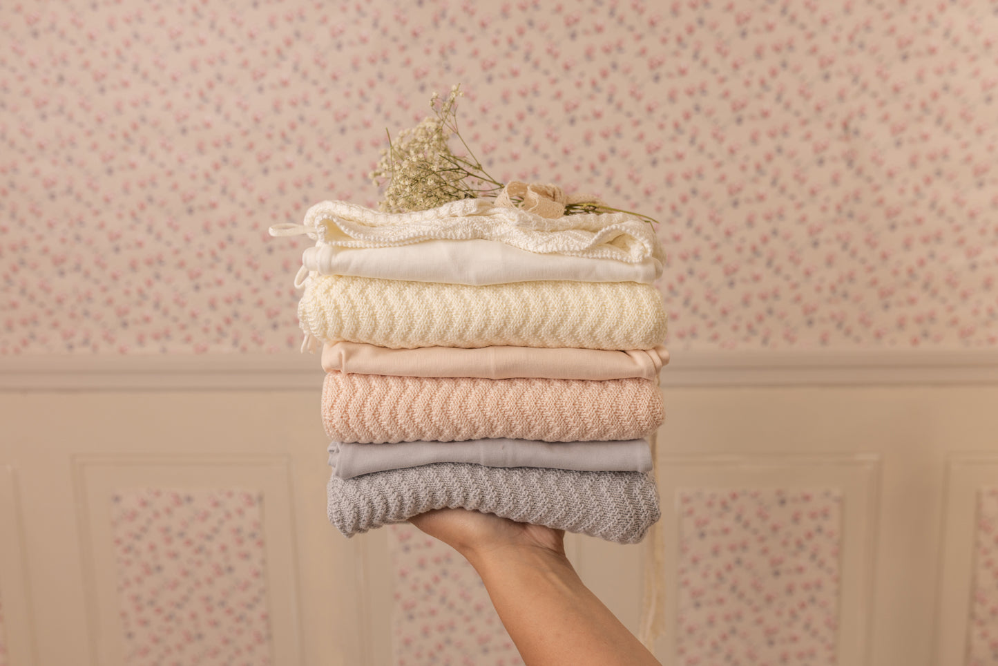 Heringbone Cardigan Layette - Pearly Pink