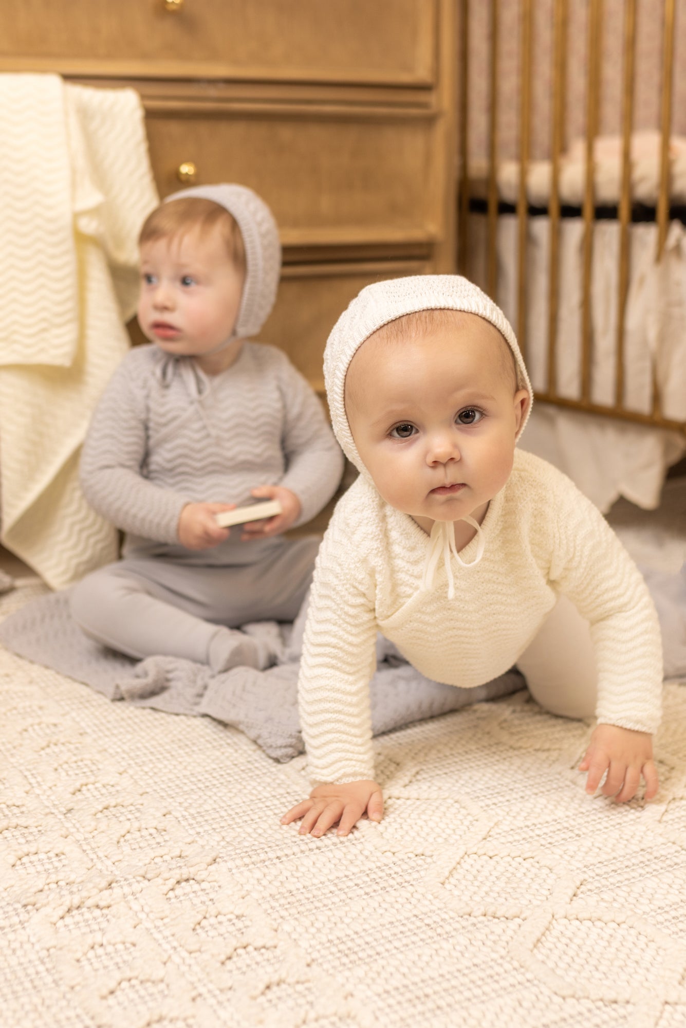 Heringbone Cardigan Layette - Pearly Pink