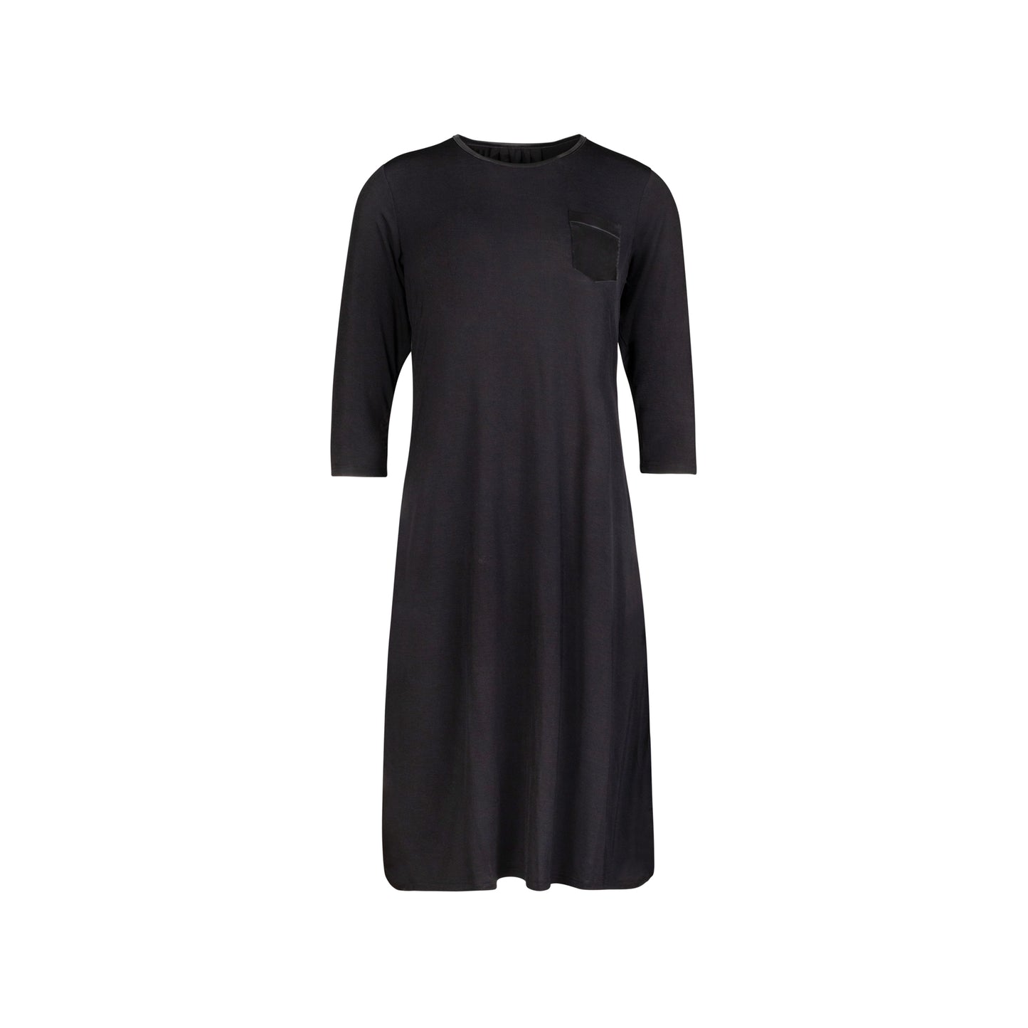 Black Satin Accent Long Sleeve Nightshirt
