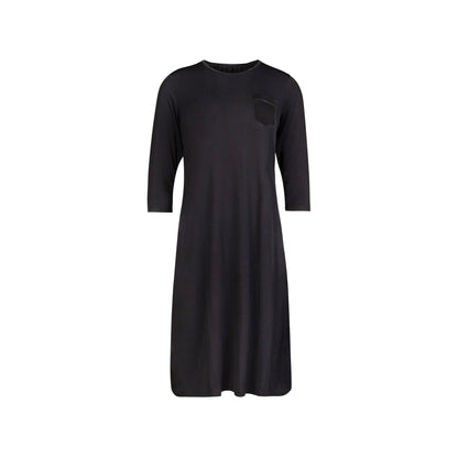 Black Satin Accent Long Sleeve Nightshirt
