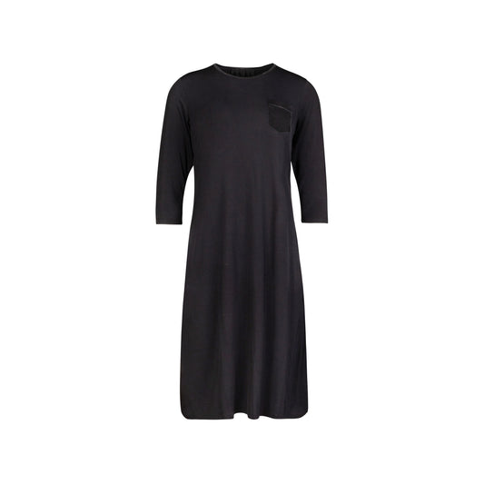 Black Satin Accent Long Sleeve Nightshirt