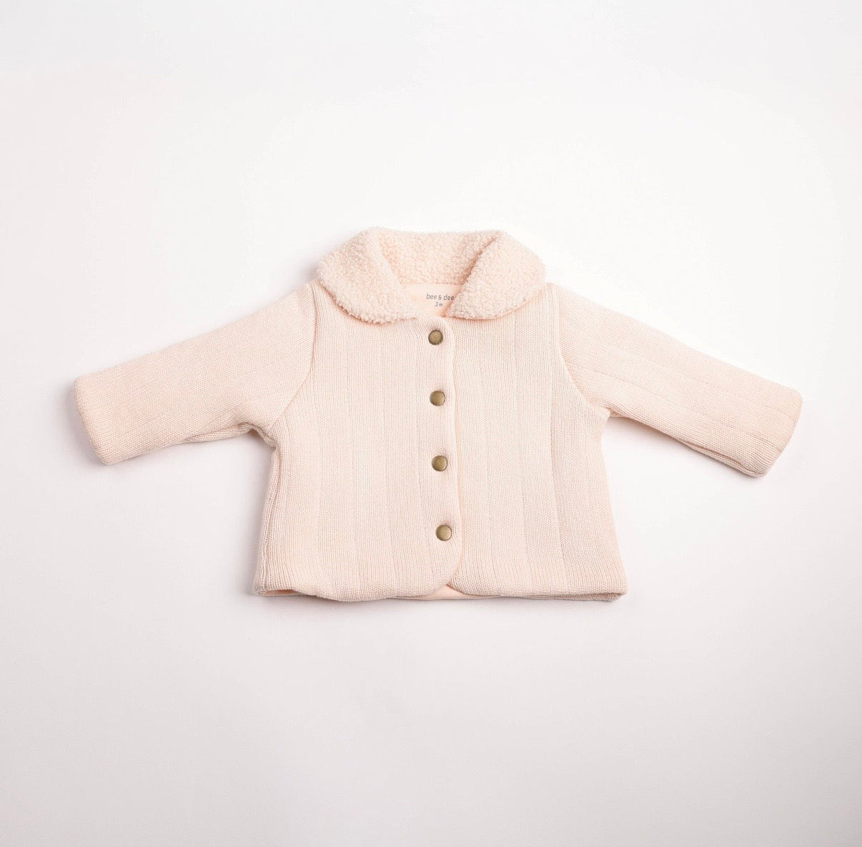 Sherpa Collar Knit Jacket - pastel-pink