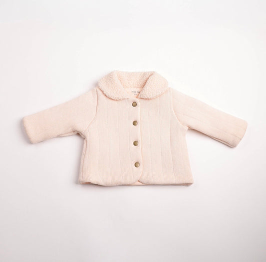 Sherpa Collar Knit Jacket - Pastel Pink