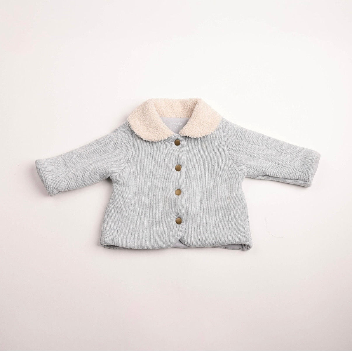 Sherpa Collar Knit Jacket - baby-blue