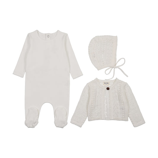 Intricate Knit Cardigan Footie