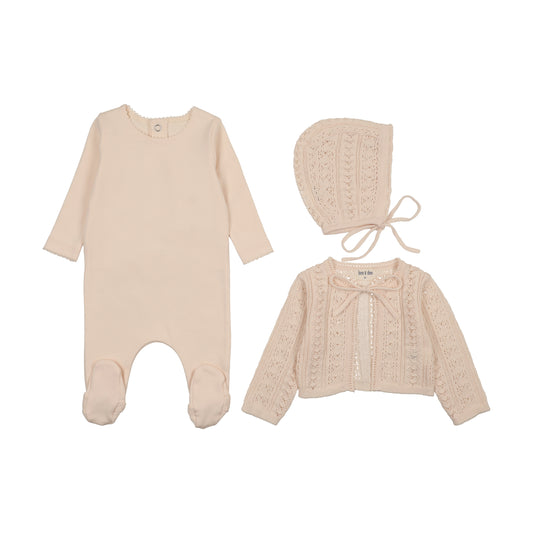 Intricate Knit Cardigan Footie