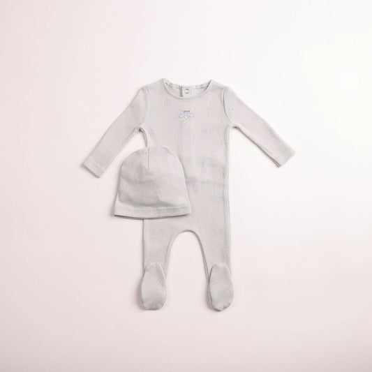 Little Wings Pointelle Footie - Dusty Blue