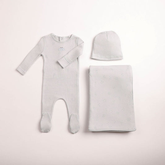 Little Wings Pointelle Layette - Dusty Blue