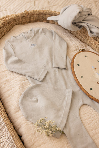 Little Wings Pointelle Layette - Dusty Blue