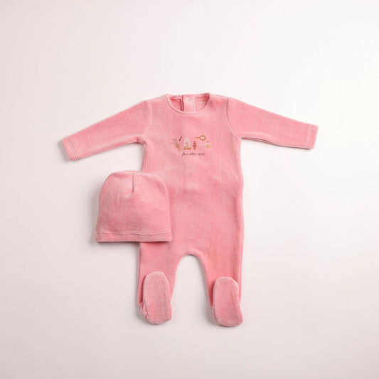 Paraphenalia velour Footie - Dark rose