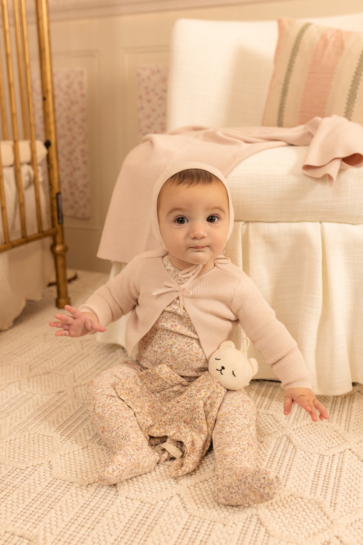 Petit Fleurs Footie and Cardigan - Hushed Pink