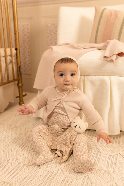 Petit Fleurs Footie and Cardigan - Hushed Pink
