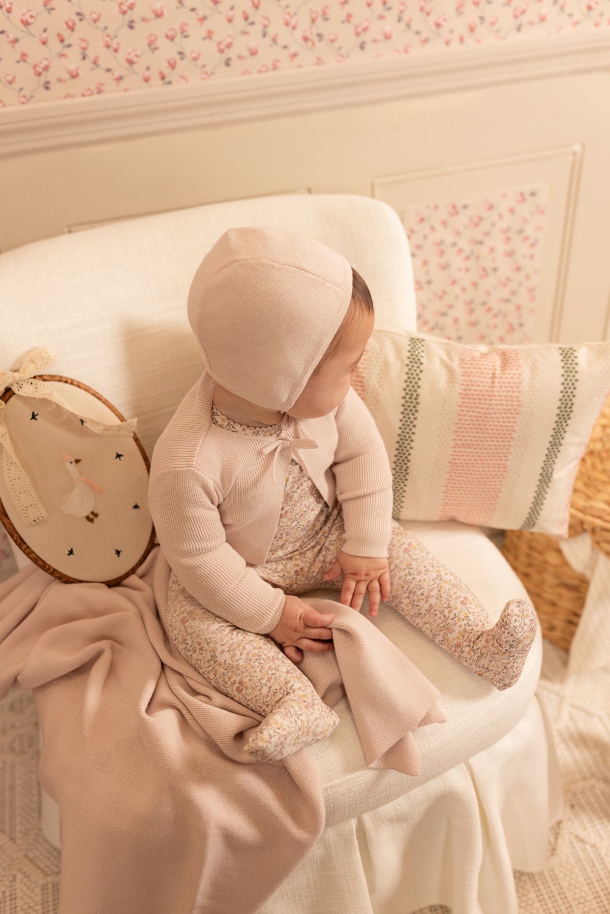 Petit Fleurs Footie and Cardigan - Hushed Pink