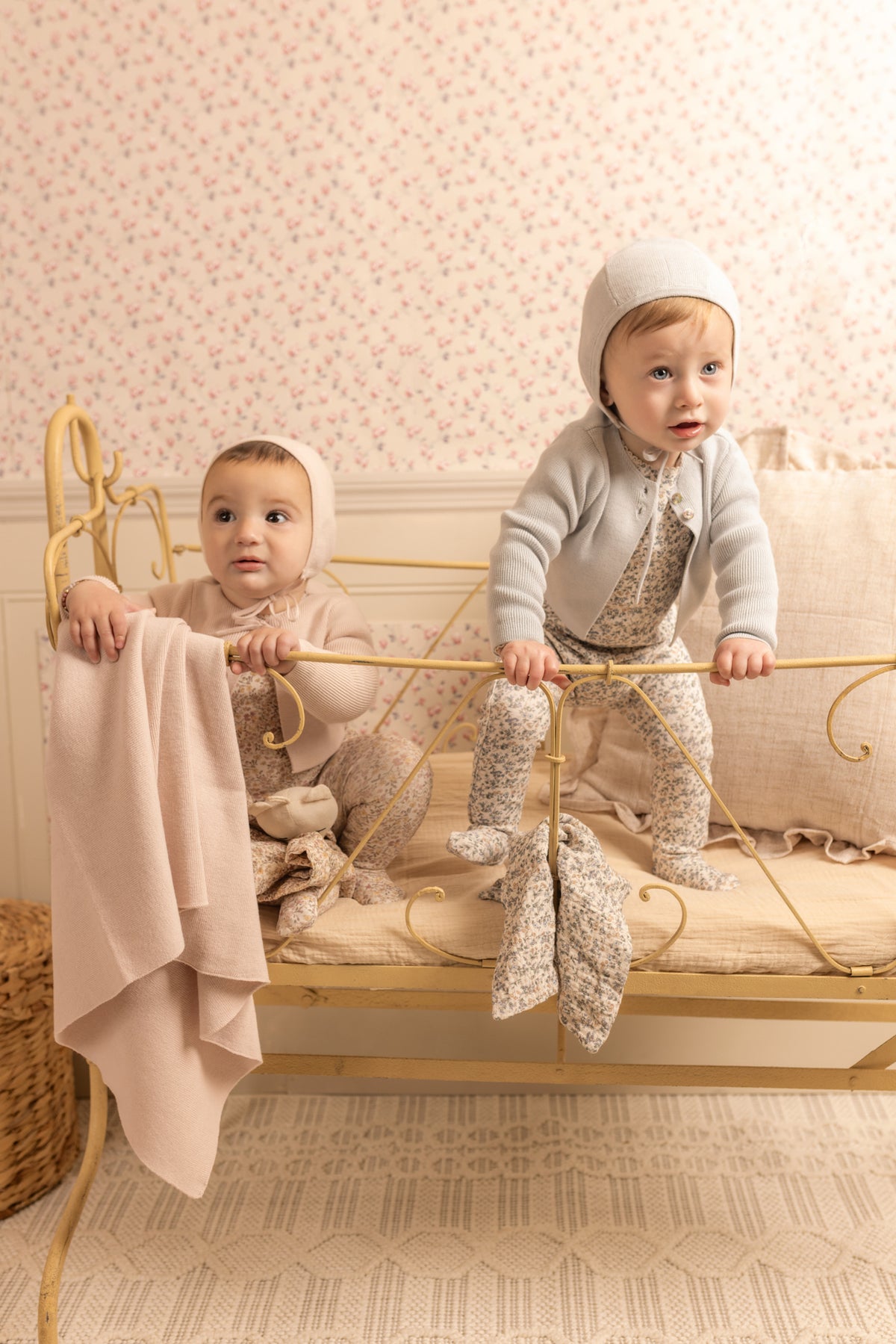 Petit Fleurs Footie and Cardigan - Hushed Pink