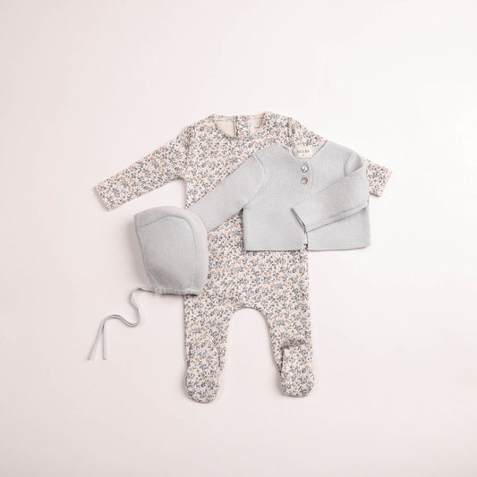 Petit Fleurs Footie and Cardigan