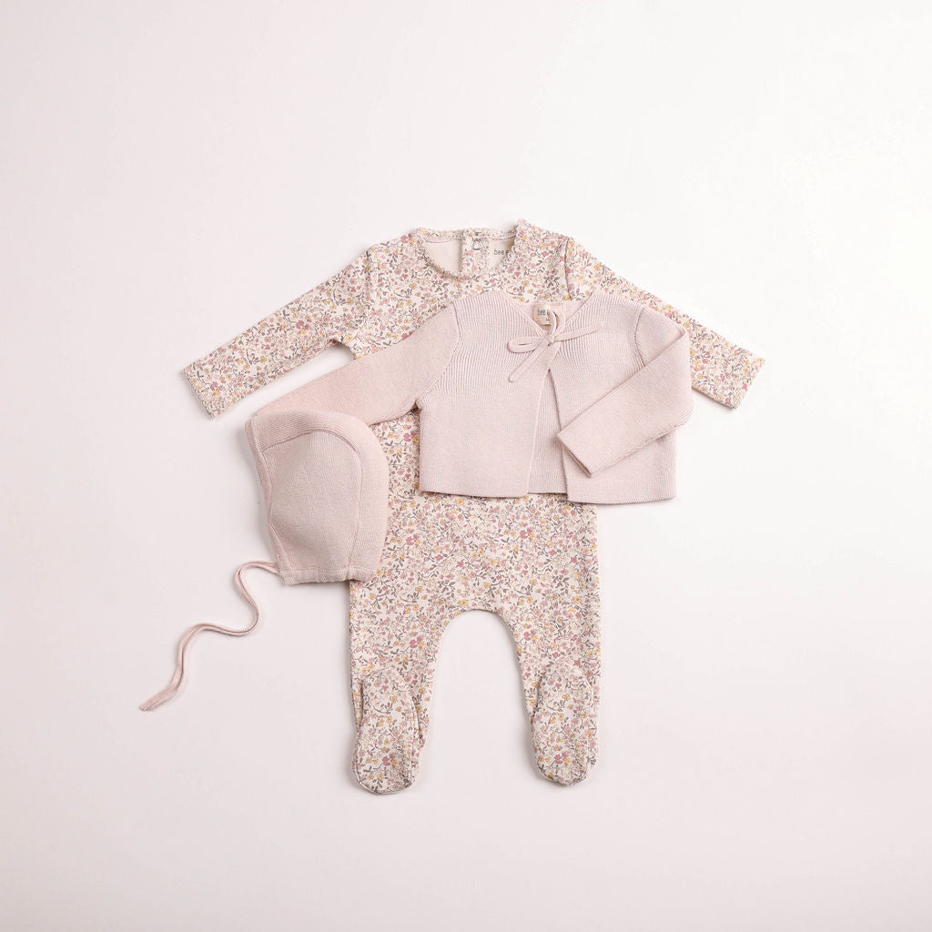 Petit Fleurs Footie and Cardigan