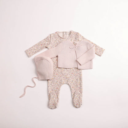 Petit Fleurs Footie and Cardigan