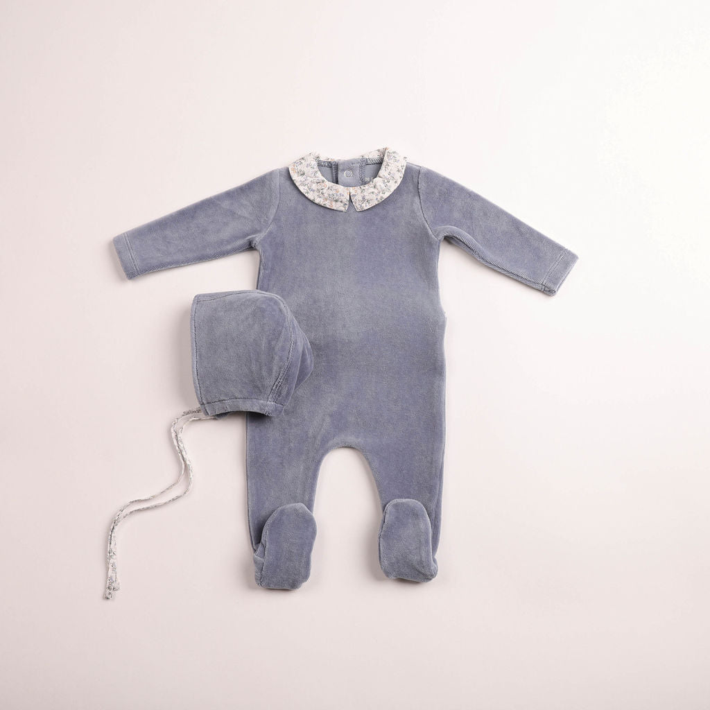 Petit Fleurs Velour Footie