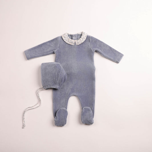 Petit Fleurs Velour Footie