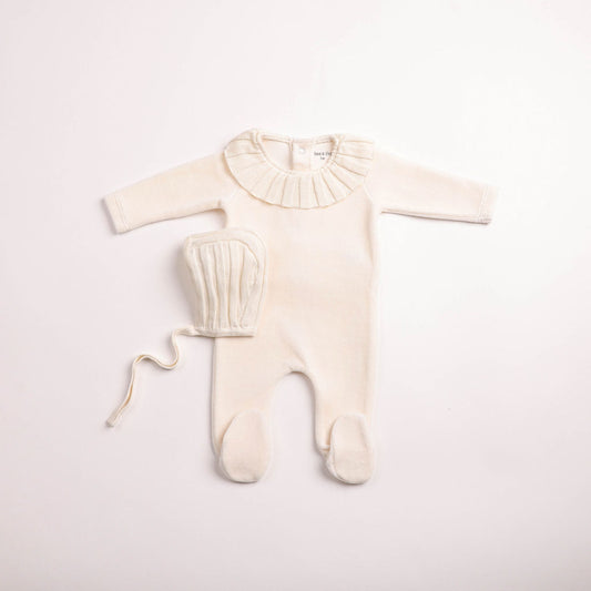Pleated Knit Footie - Linen