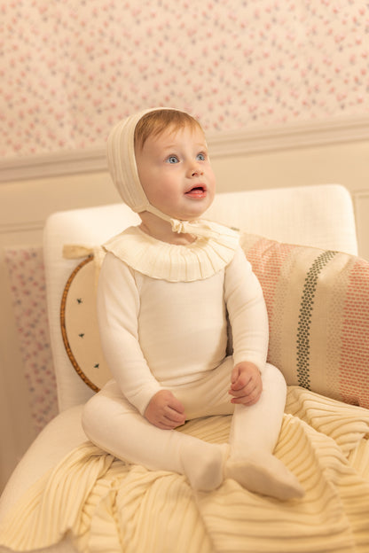 Pleated Knit Footie - Pink