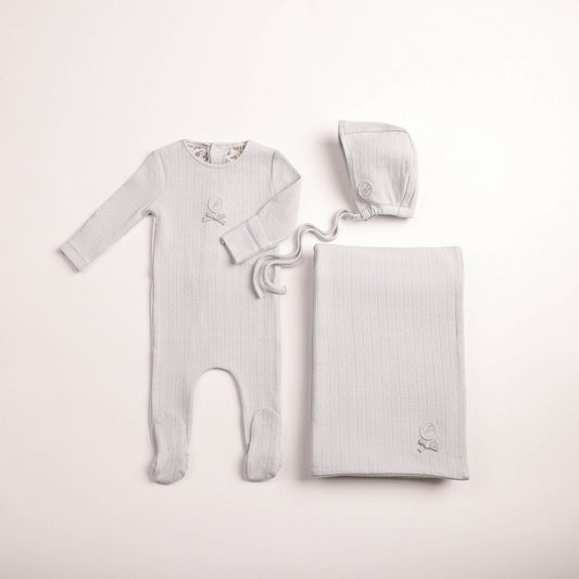 Sweet Classic Pointelle Layette - Dusty Blue