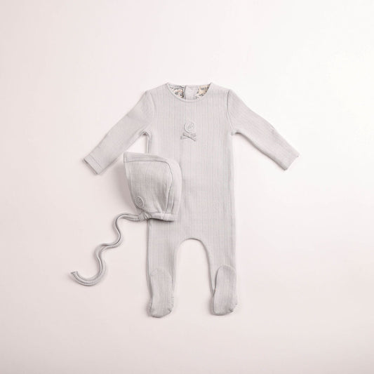 Sweet Classic Pointelle Footie - Dusty Blue