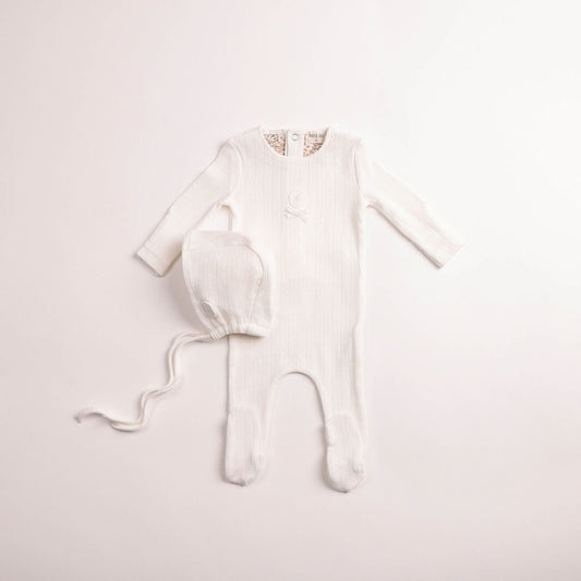 Sweet Classic Pointelle Footie - Linen Girls