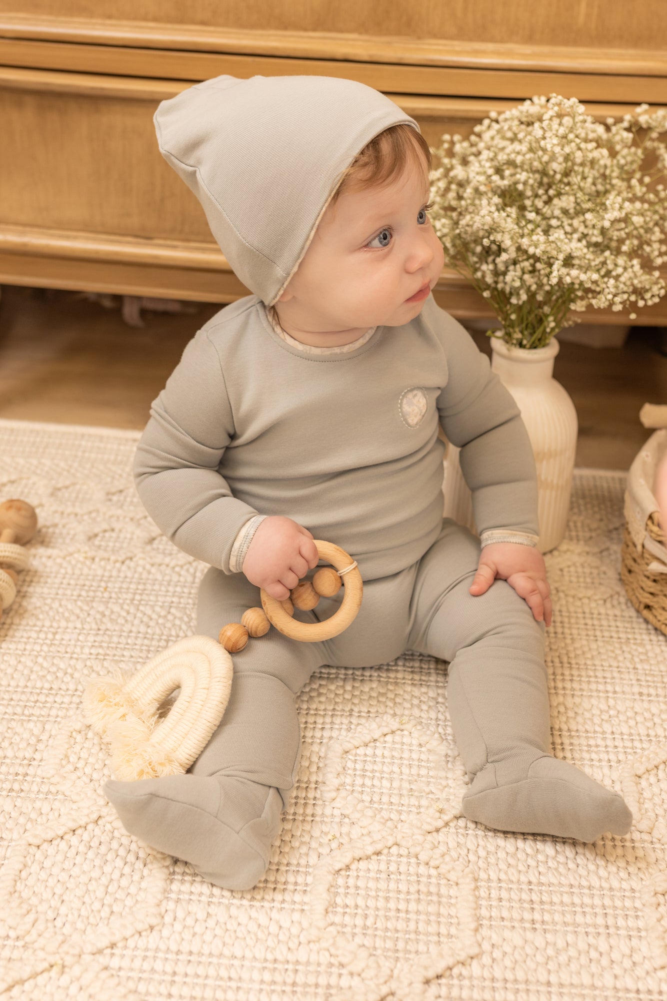 Sweet Cutout Layette - Chateau Stone