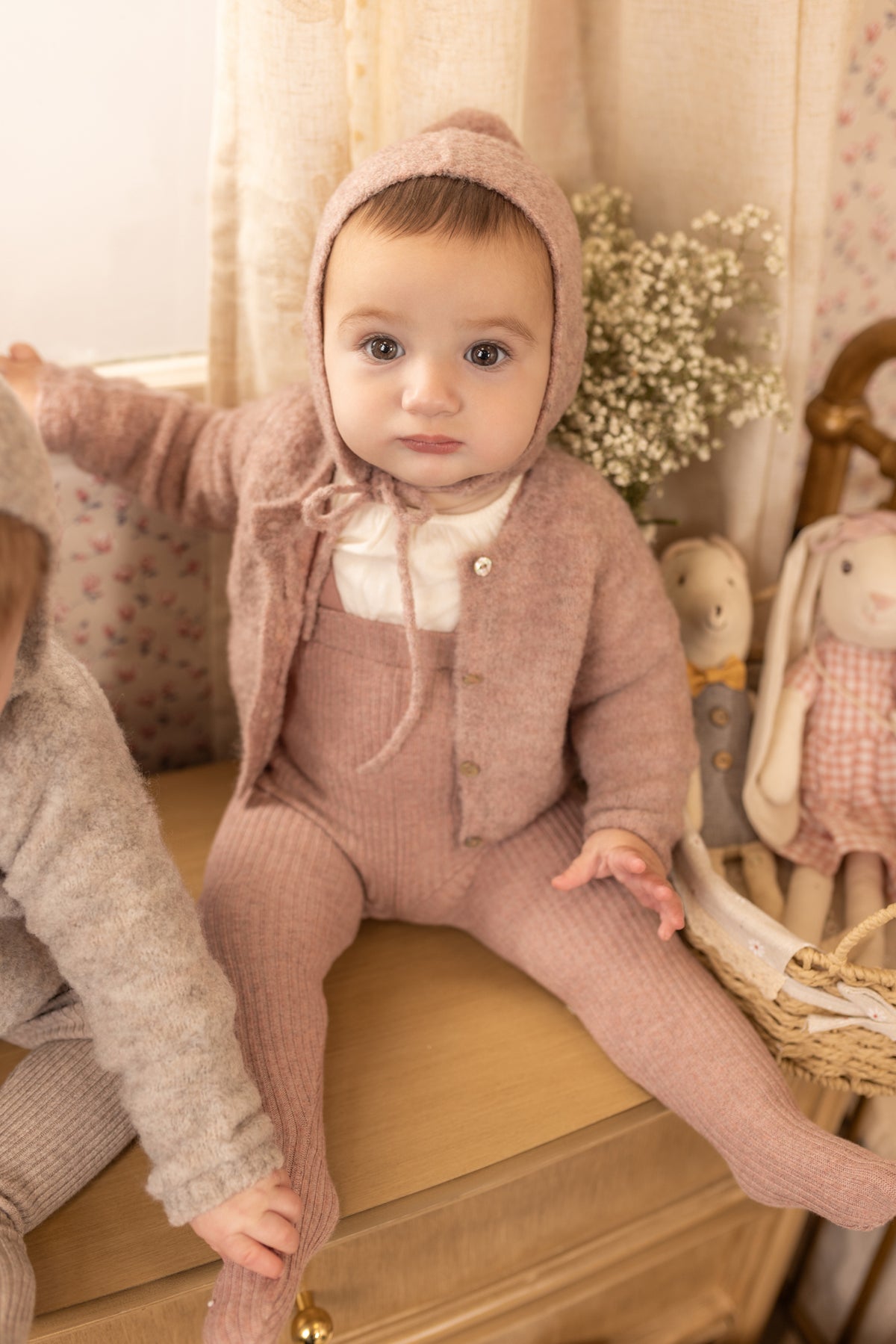 Textured Wool Ensemble - Old Rose