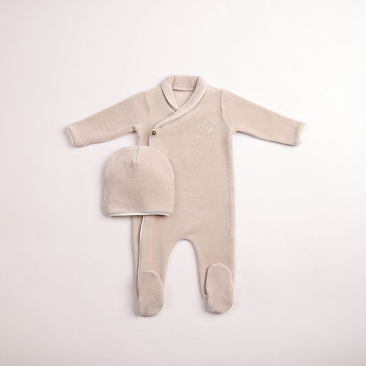 Timeless Classic velour Footie - Flint Grey