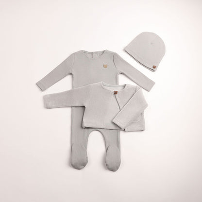Velour Cardigan Ribbed Footie