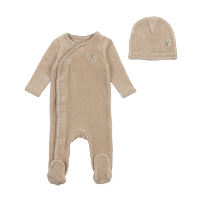 Velour Embroidered Edge Footie