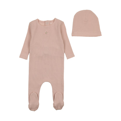 Classic Ribbed Footie with Bow Detail