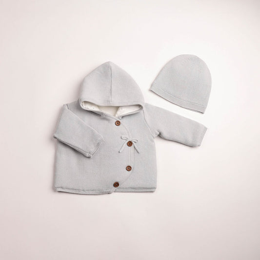 Boutique Delicata Knit Jacket - Dusty Blue